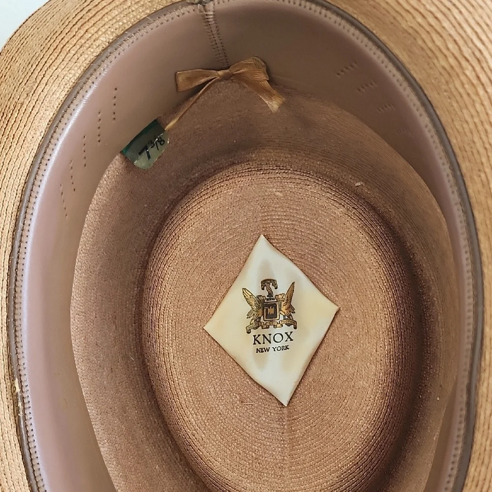 Knox New York Tan and Fedora Hat With Blue Ribbon Size 7 3/8